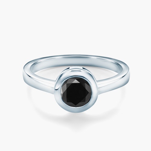 Pierścionek zaręczynowy SAVICKI: białe złoto, czarny diament